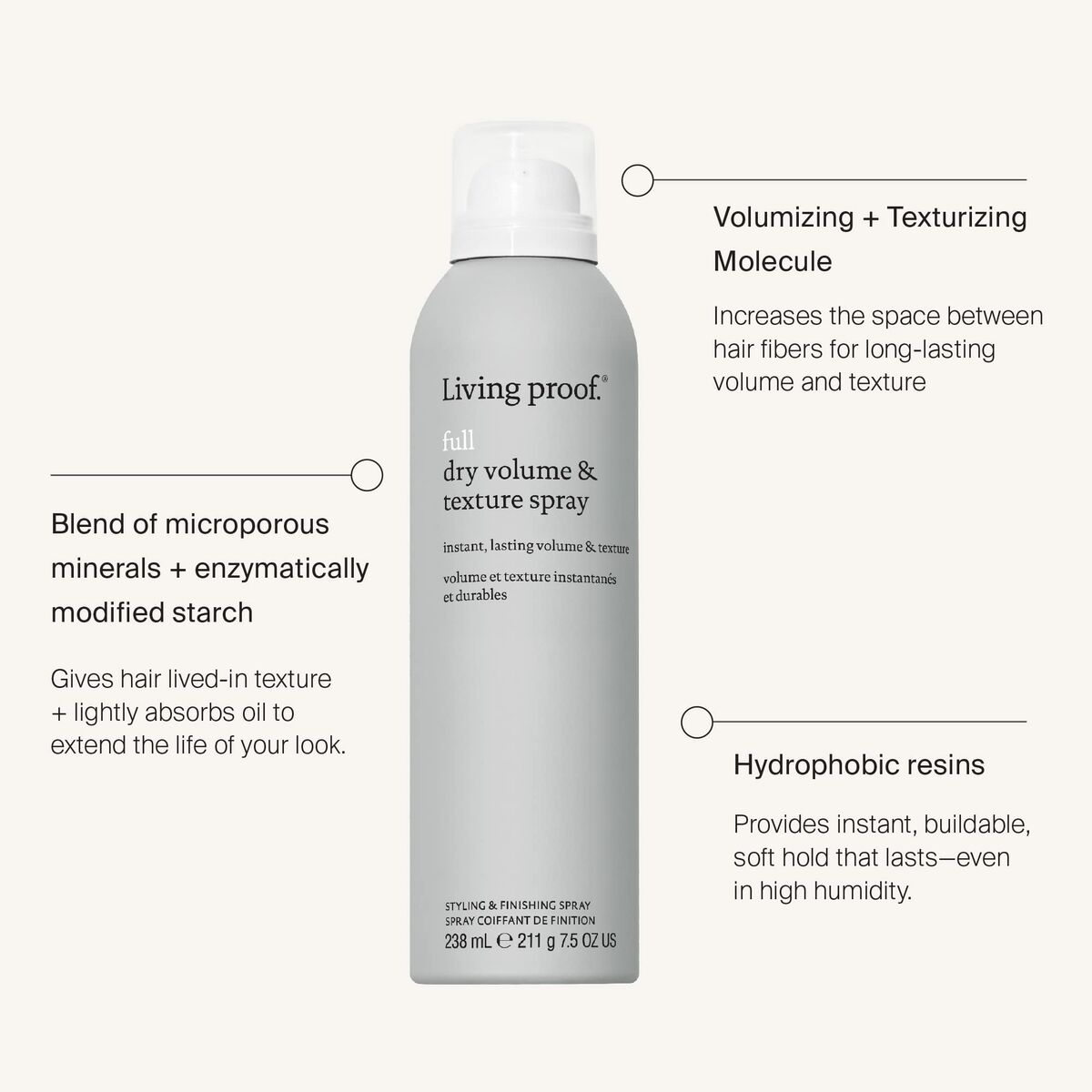 Spray til Volumen Living Proof Full 238 ml Tekstureringsmiddel
